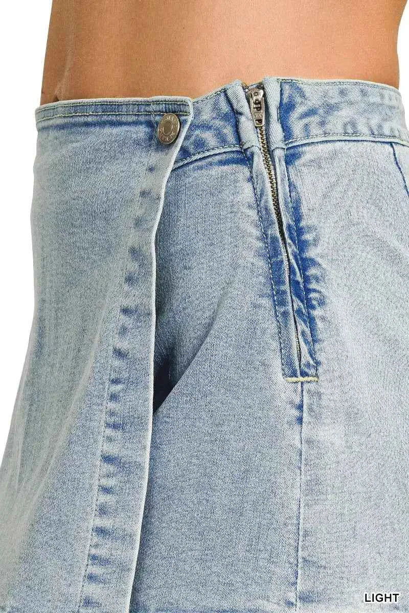Asymmetrical denim skort — additional view 6
