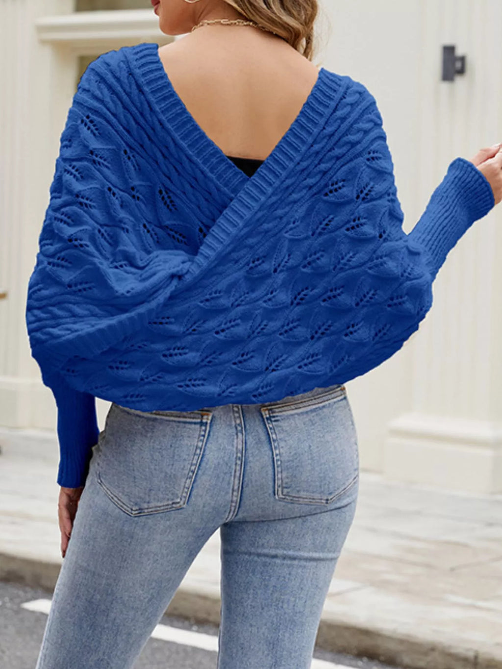 Cable Knit Batwing Sleeve Sweater view 15