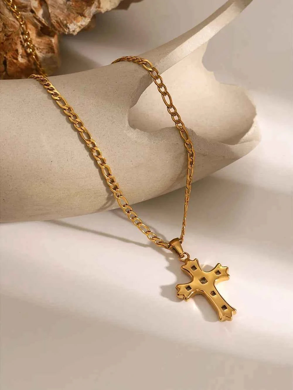 Zircon cross pendant necklace in stainless steel — additional view 11