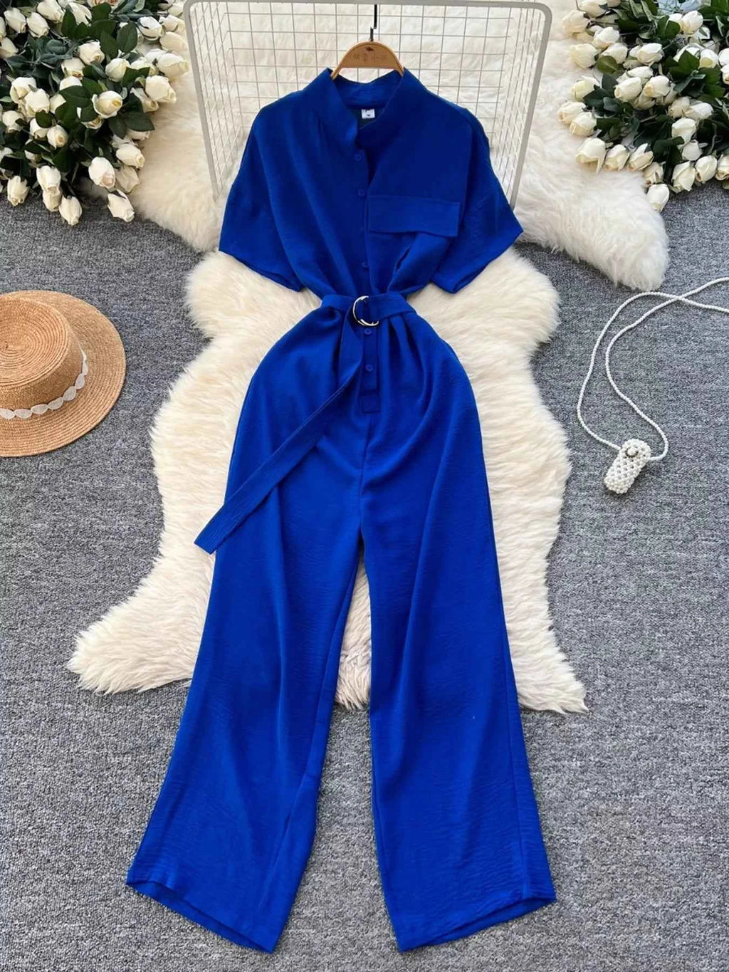 Button down wide leg jumpsuit — additional view 11