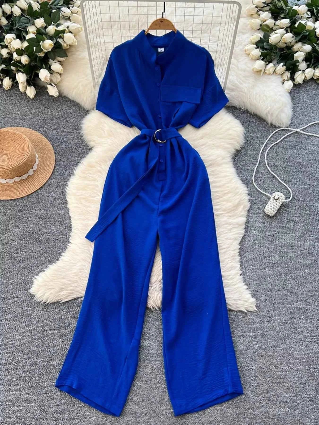 Button down wide leg jumpsuit — additional view 11