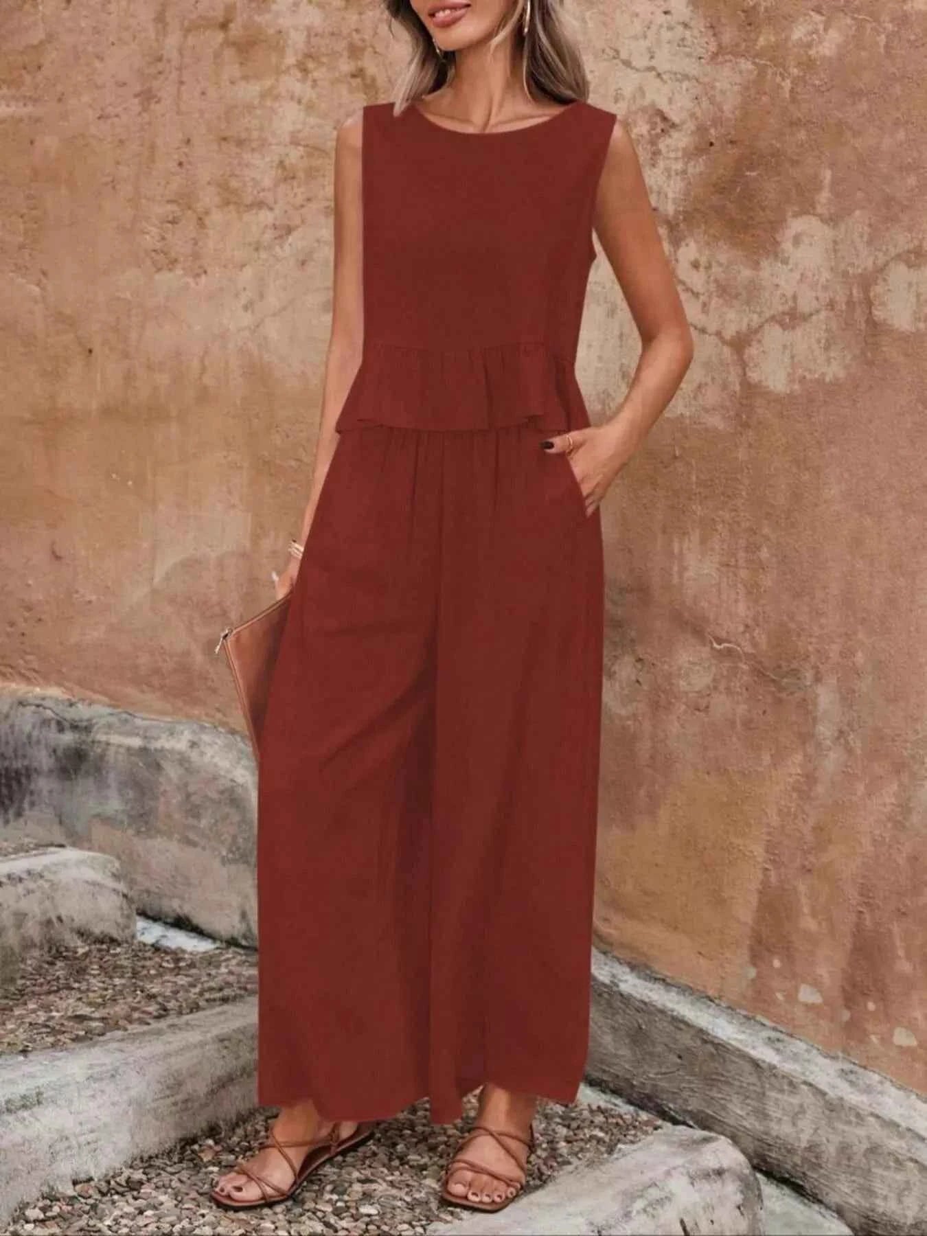2026 Feminine Two-Piece Ruffle Set-Two-Piece Set-Splashis-Splashis