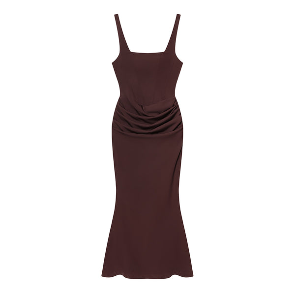 Wrap-Style High-Waist Evening Dress