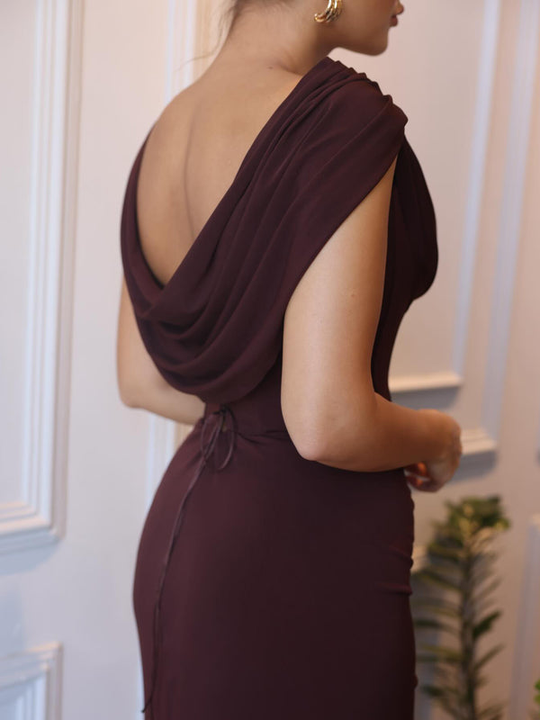 Brown Sleeveless Maxi Dress, front product view