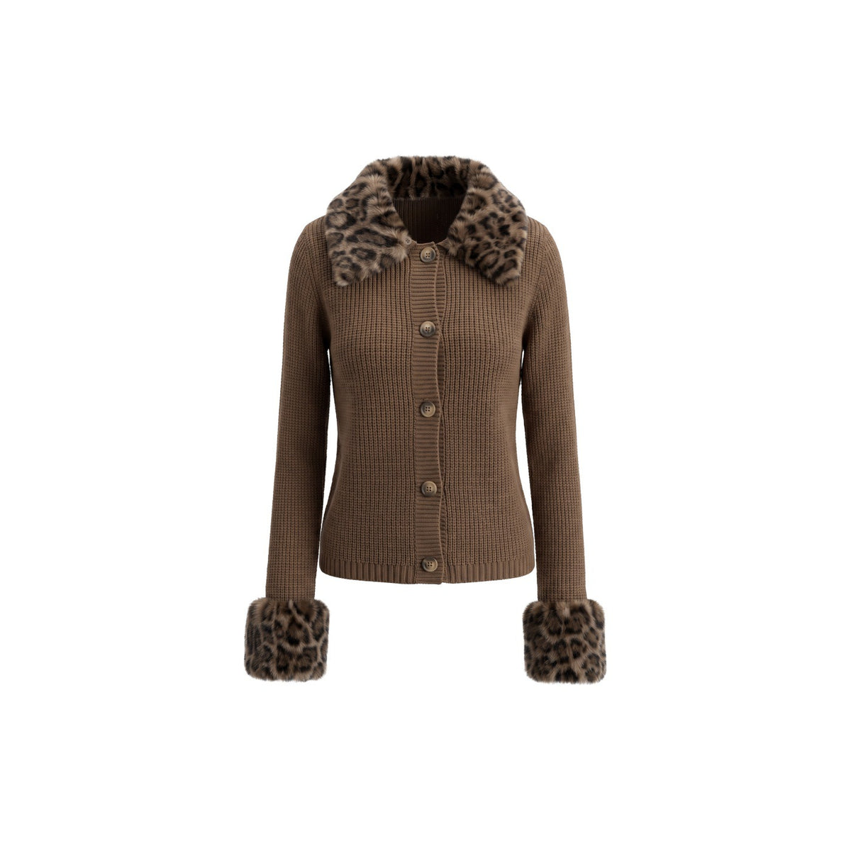 Women's Leopard Print Knit Cardigan-Splashis, alternate view 2
