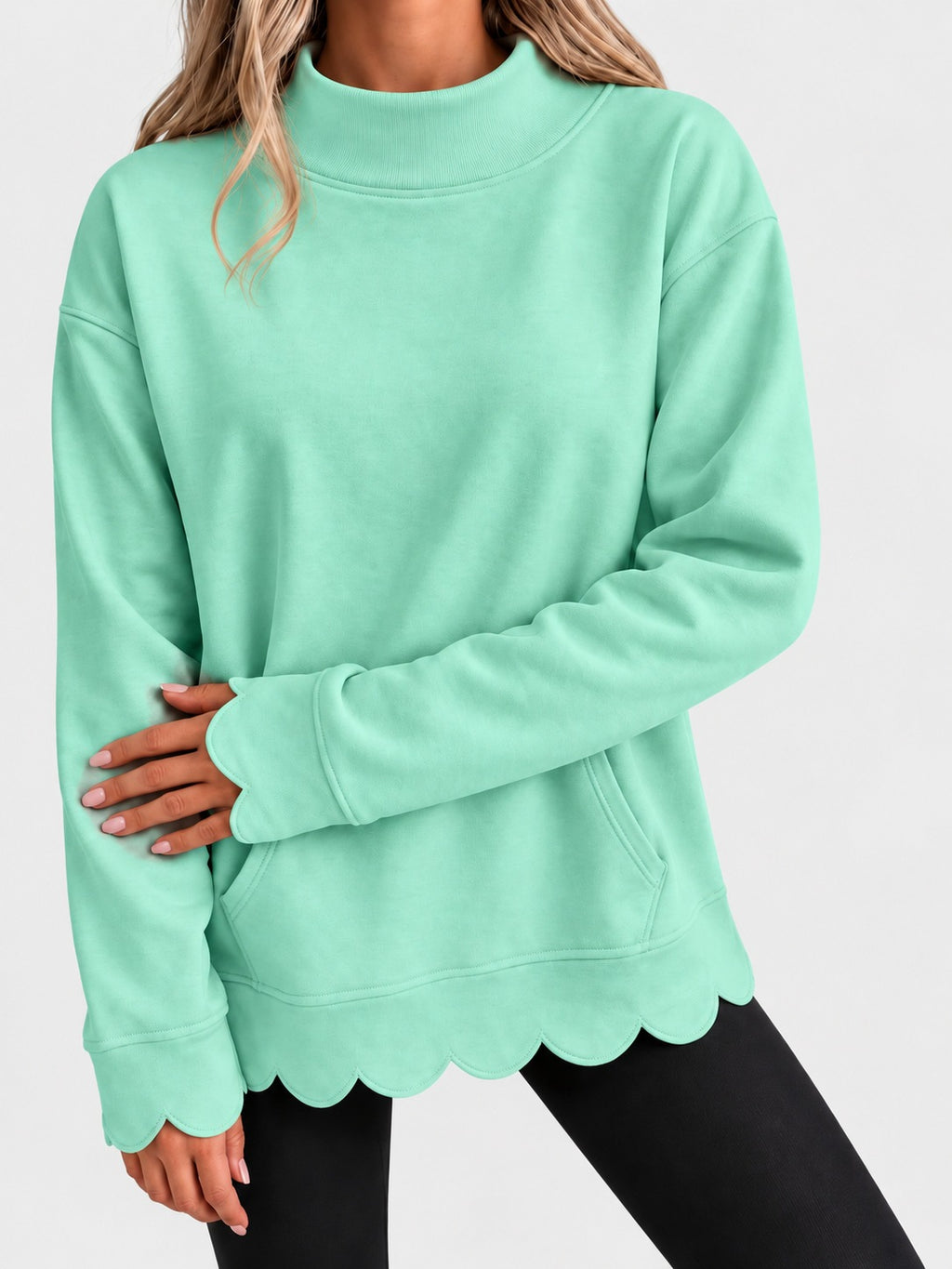 Mock neck pullover sweatshirt, image 4