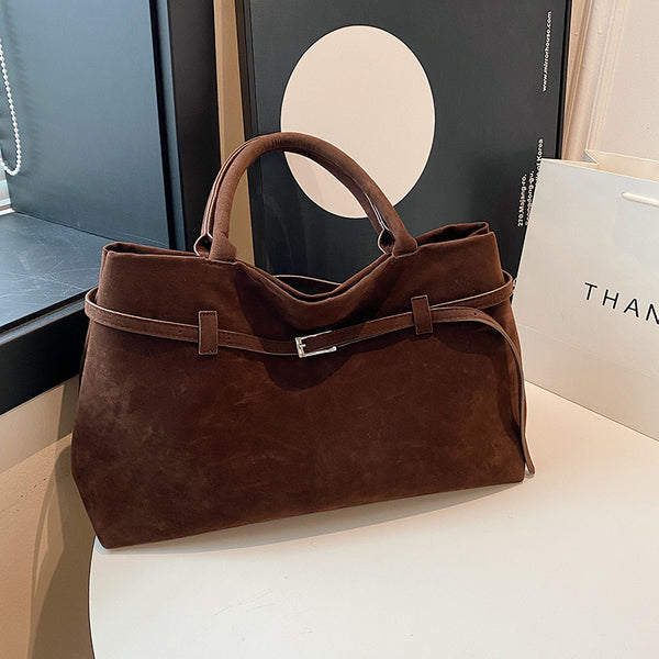 Faux Suede Tote Bag for Women – Large Capacity Shoulder Handbag, alternate product view