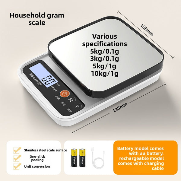 Kitchen gram scale unit conversion button detail