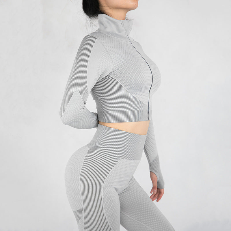 Women’s Zip-Front Activewear Set, shown in a clear product image