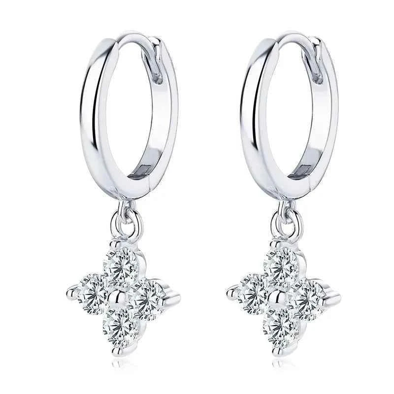 Cubic zirconia hoop drop earrings 0.8 carat in silver-plated alloy — additional view 5