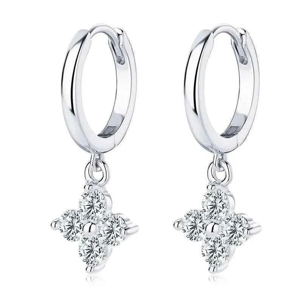 Cubic zirconia hoop drop earrings 0.8 carat in silver-plated alloy — additional view 5