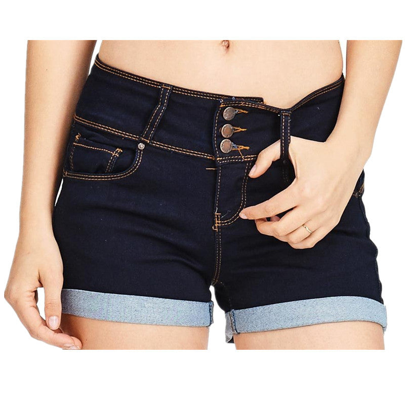 Women’s High-Waist Frayed Denim Shorts, product view 9