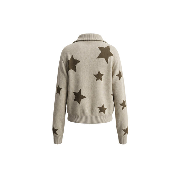 Women's Star Pattern Knit Zip Cardigan-Splashis, alternate view 1