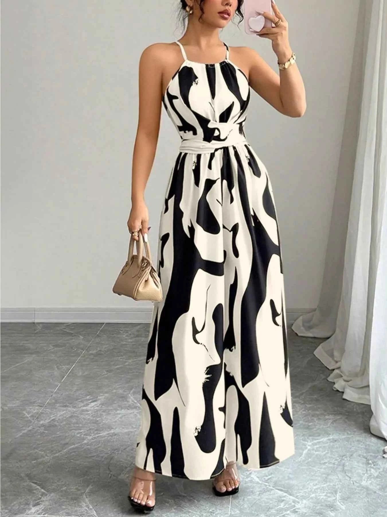 Abstract print halter neck maxi dress — additional view 5