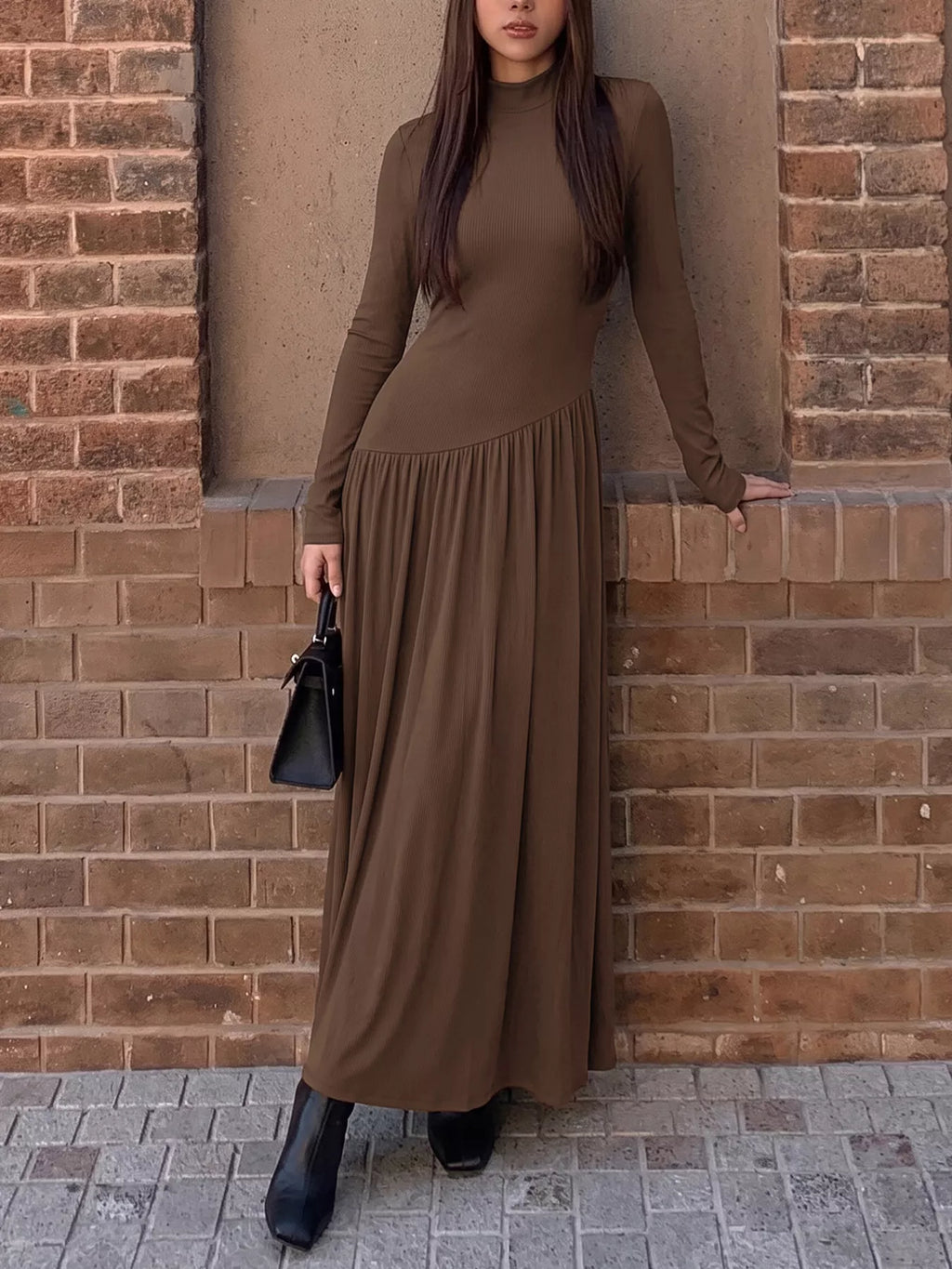 Mock Neck Long Sleeve Midi Dress — additional view 4