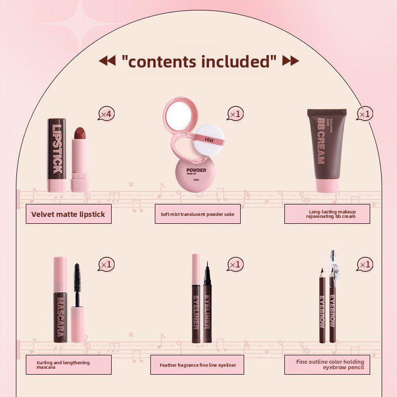 Pink Vinyl Record Makeup Set - Lipstick & Powder Compact Image secondaire du produit