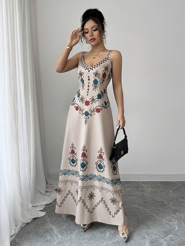 Floral Print Slip Midi Dress for Women, side product view