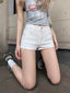 Women's Stretch White Denim Shorts for Summer, angled product view