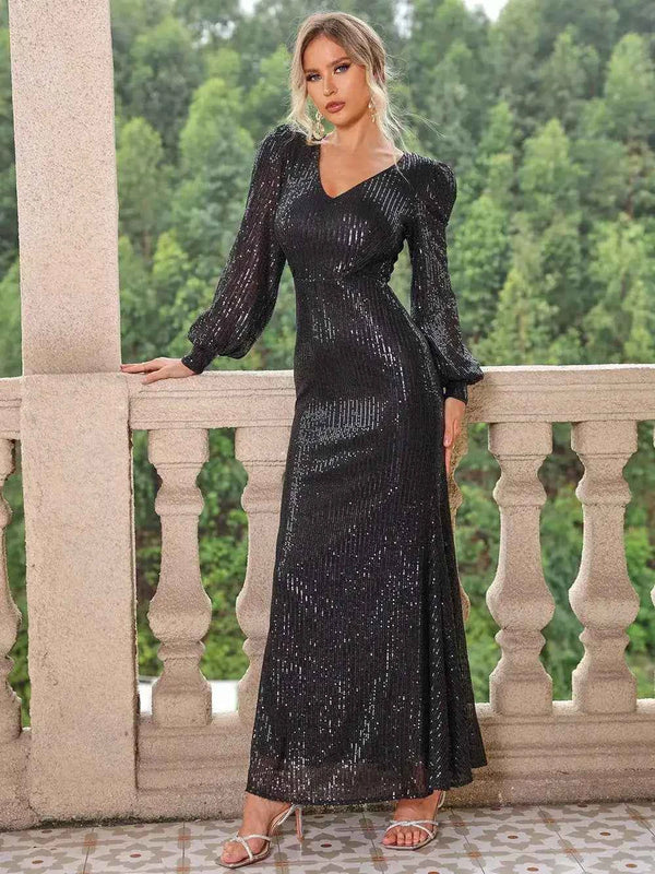 Sequin V-neck maxi dress — additional view 3