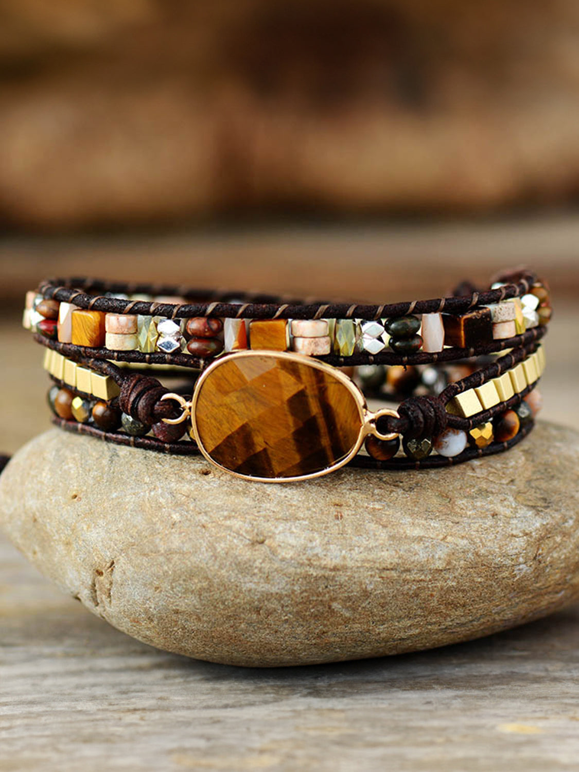 Geometric triple-layer bracelet — additional view 3