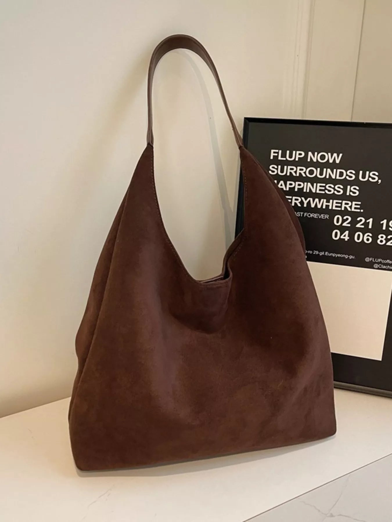 Solid color suede tote bag — additional view 9