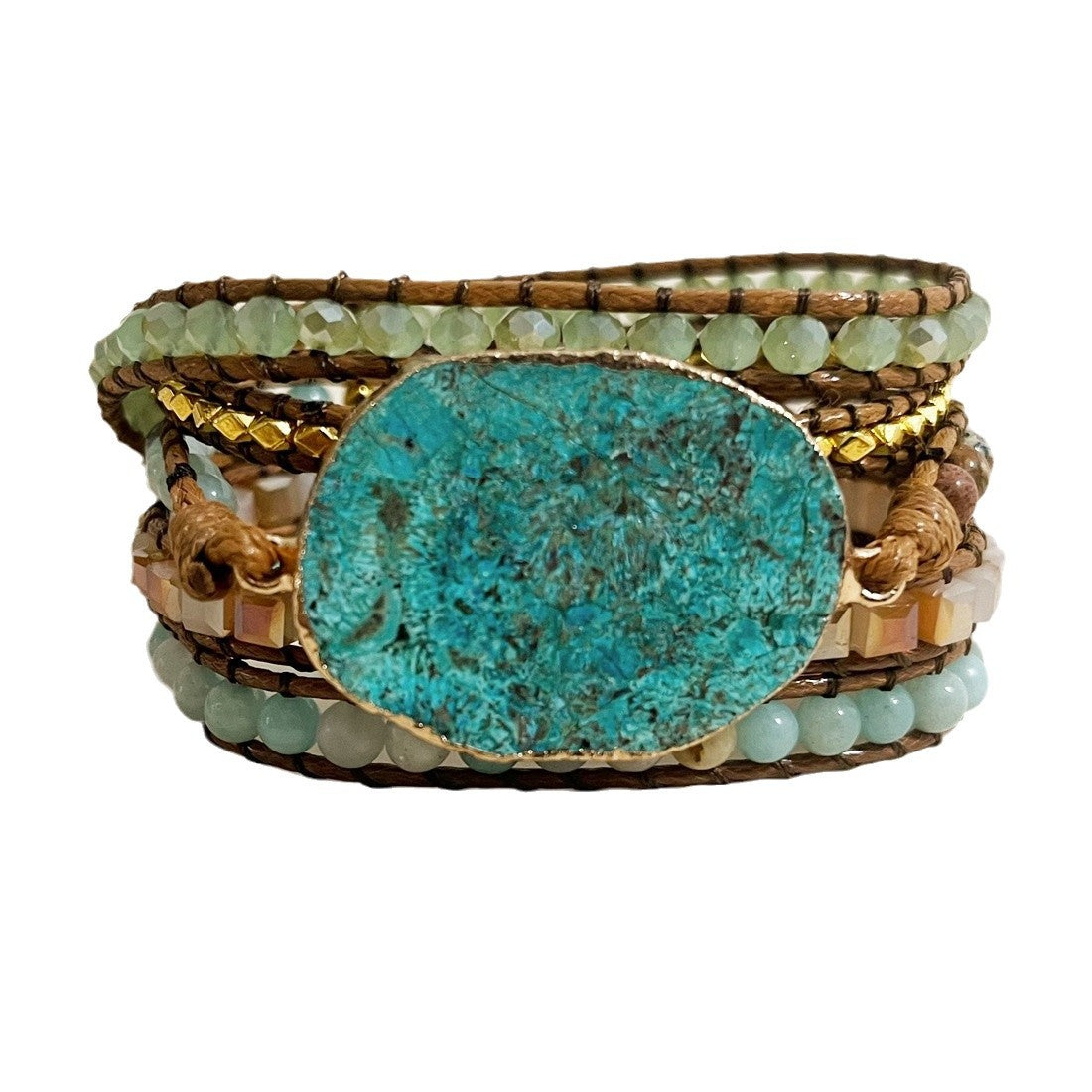 Product detail photo of Natural Ocean Stone Wrap Bracelet, natural ocean stone wrap bracelet