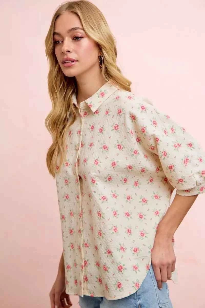 Flower print dolman blouse — additional view 4