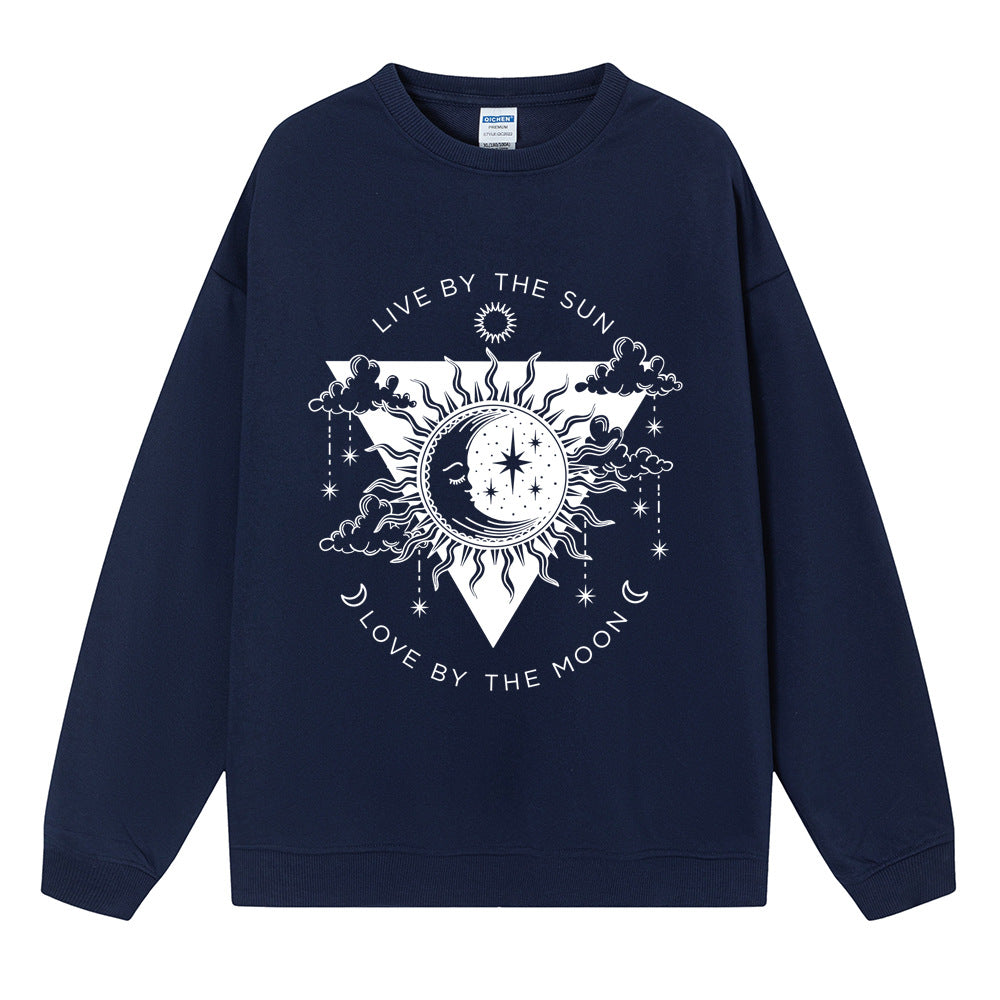 Dark Blue cartoon graphic print sweatshirt for women