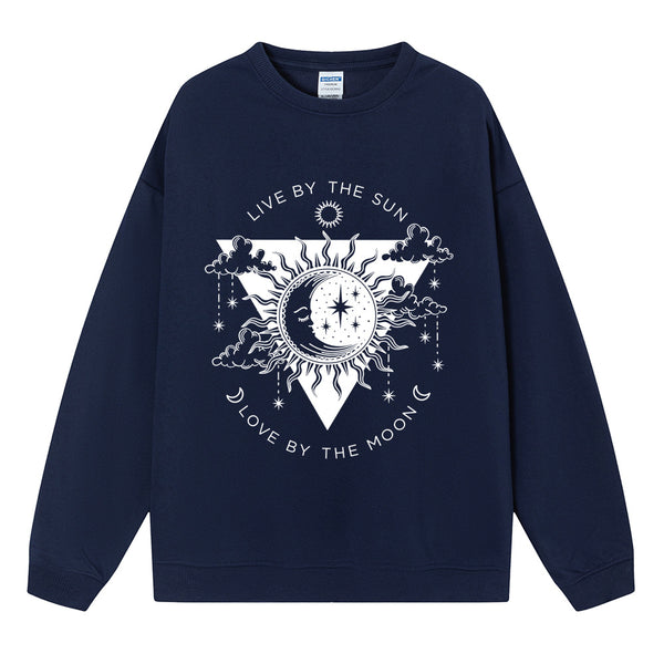 Dark Blue cartoon graphic print sweatshirt for women
