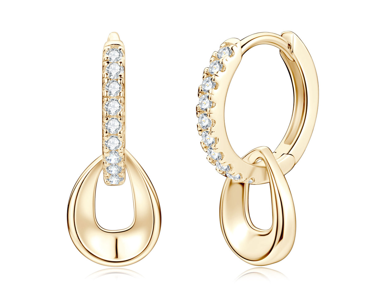 Silver & Gold Plated Tassel Cubic Zirconia Earrings additional product view