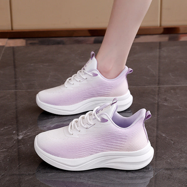 Purple breathable knit sports sneakers for women
