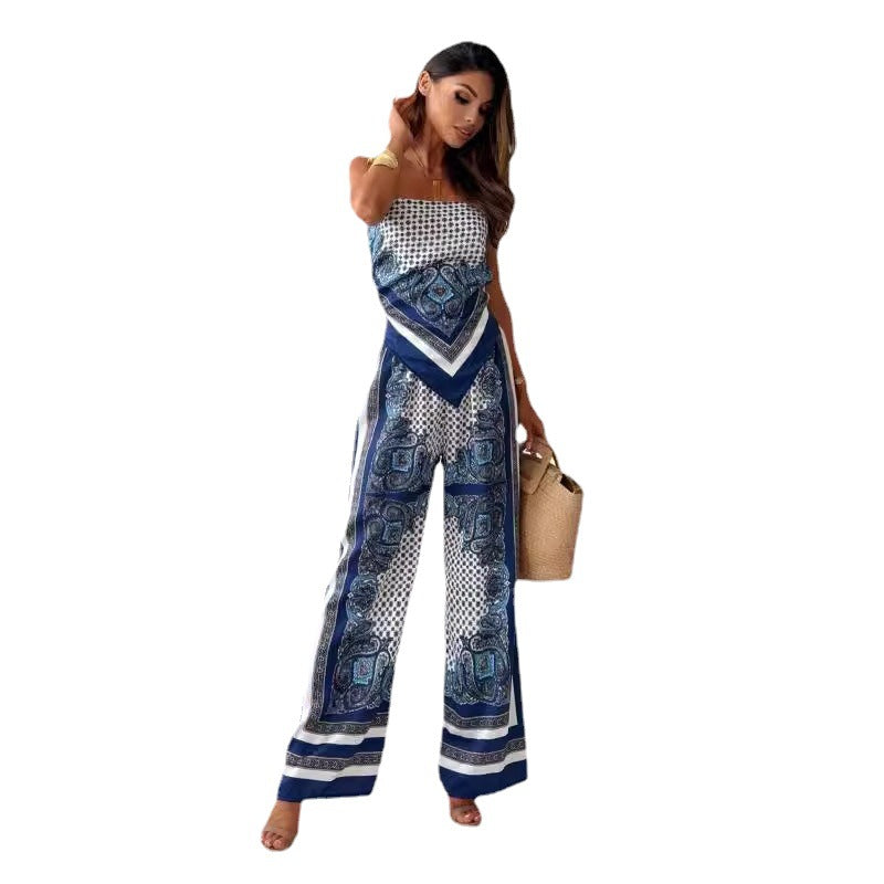 Women’s Printed Spaghetti-Strap Pants Set, product view 10