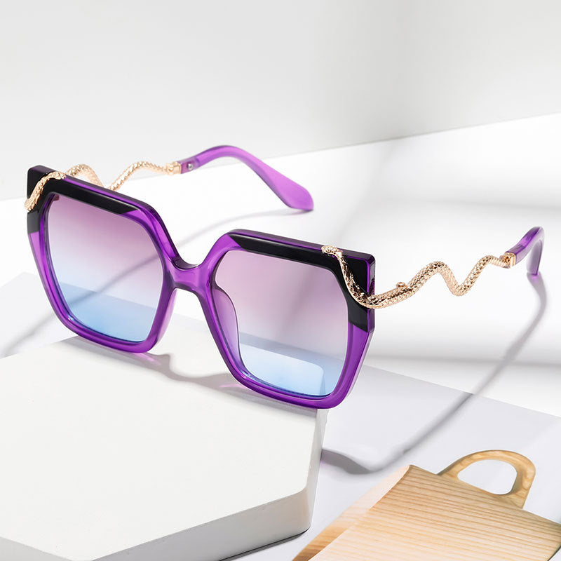 Snake-print metal cat-eye sunglasses