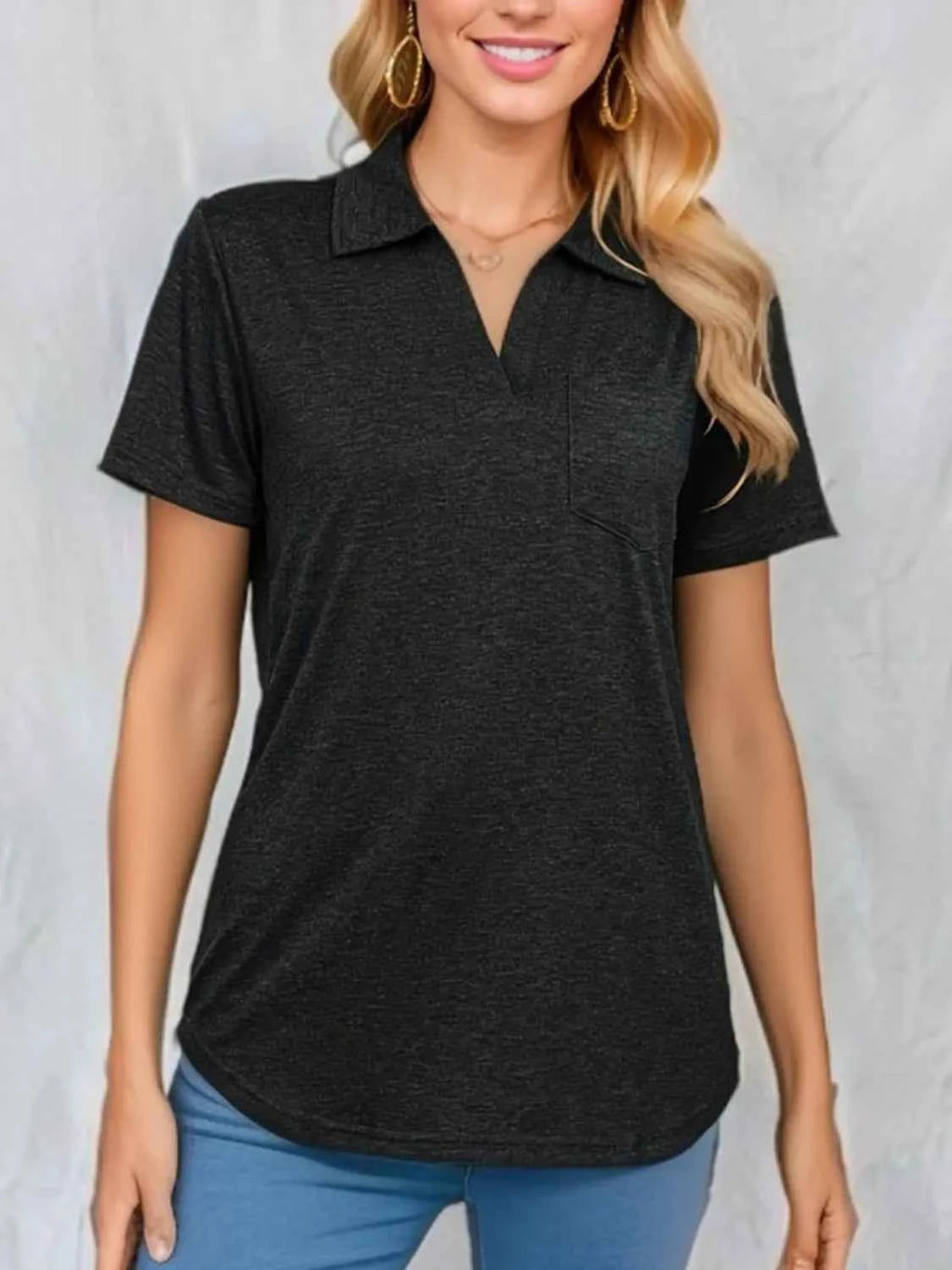 Johnny collar short sleeve top — additional view 7