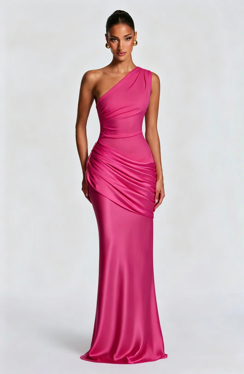 One-Shoulder Satin Mermaid Dress