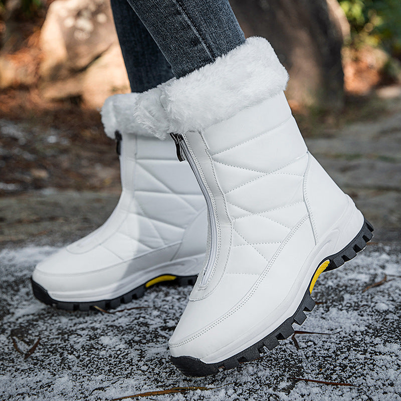 Women's mid-calf front-zip snow boots