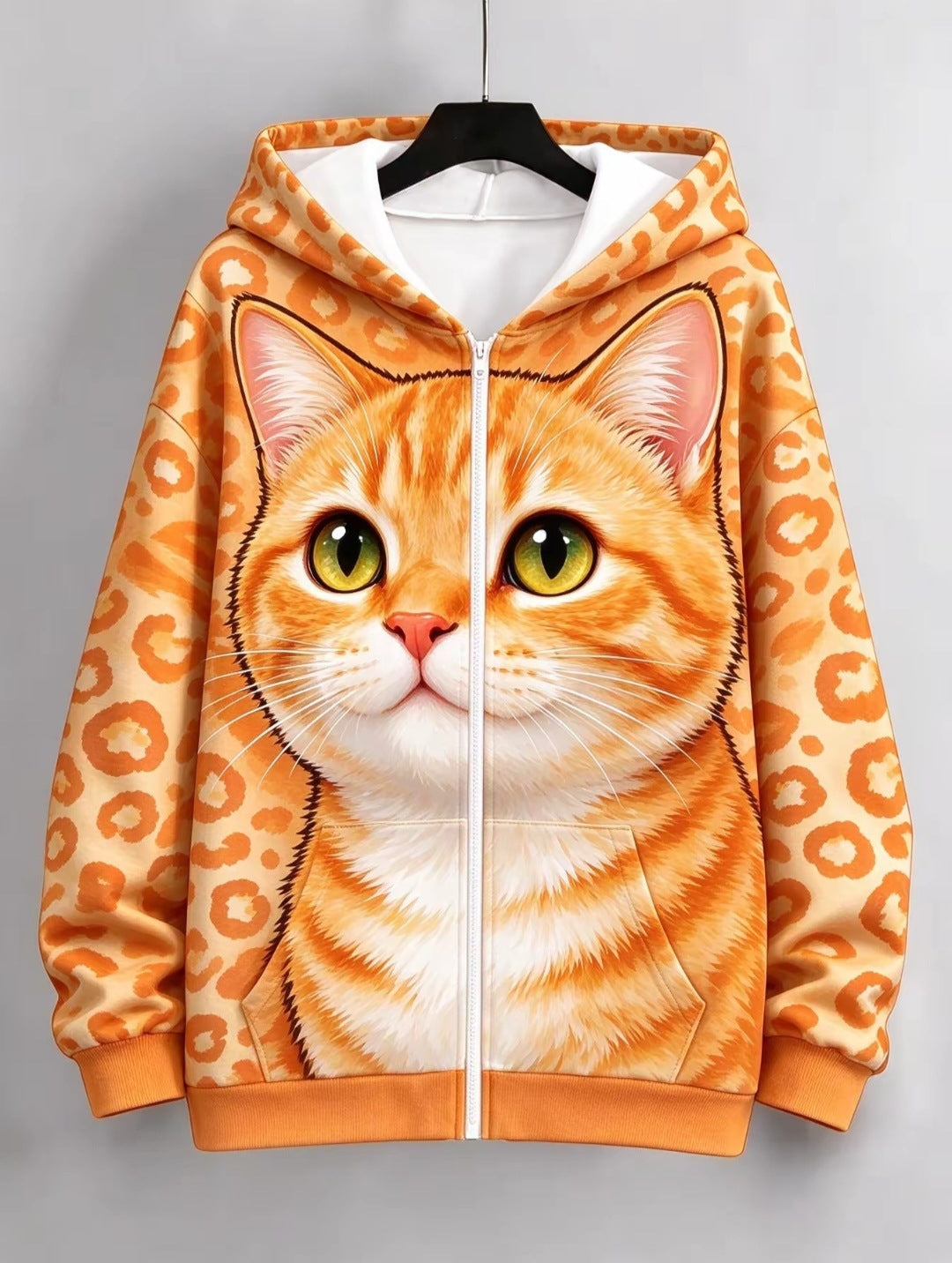 Women's Animal Print Zip Up Hoodie-Splashis, alternate view 6