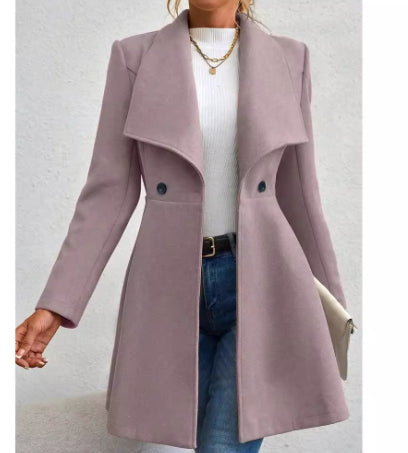 Women's Slim-Fit Long Lapel Wool-Blend Coat additional product view