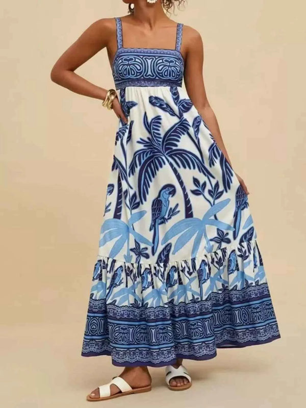 Printed square neck maxi dress — additional view 4
