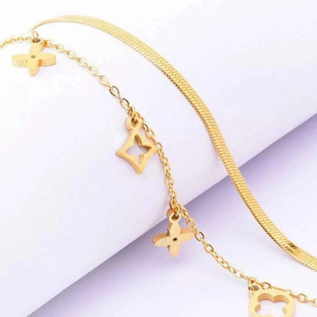 Double layered charm necklace in titanium steel — additional view 7