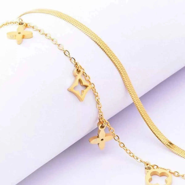 Double layered charm necklace in titanium steel — additional view 7