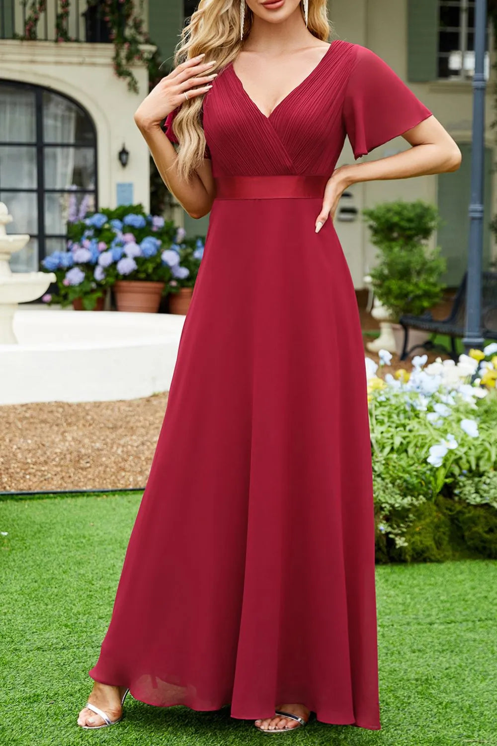 Surplice Flutter Sleeve Maxi Dress view 4