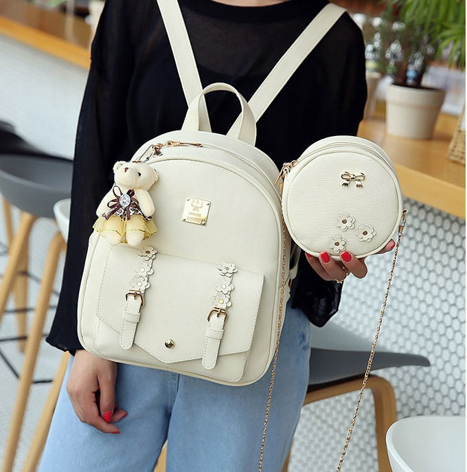 Main product photo of Floral 3 Piece Backpack Set, black, everyday style, floral 3 piece backpack set