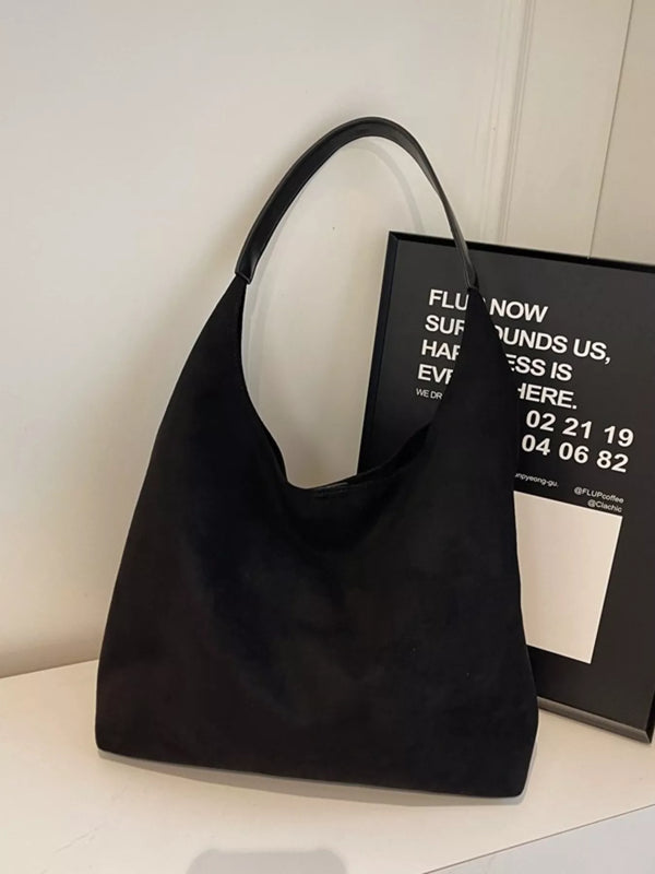 Solid color suede tote bag — additional view 2