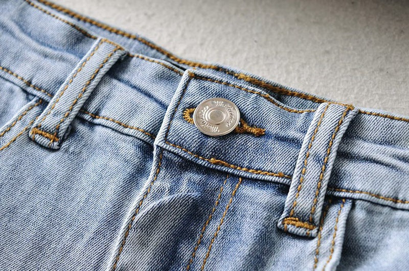 Women’s Blue Bow Detail Denim Shorts, side product view