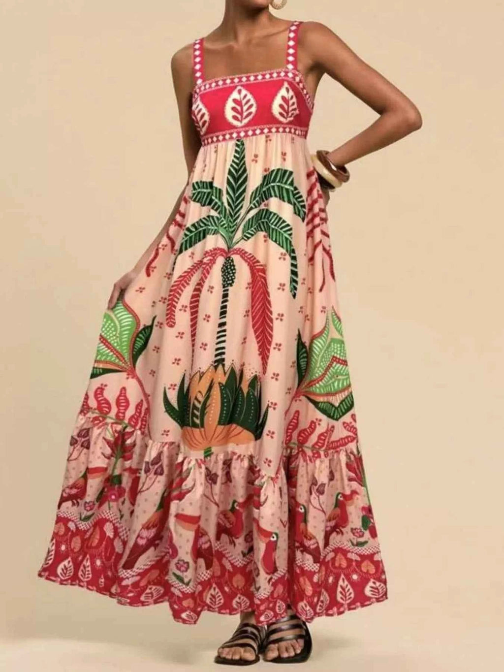 Printed square neck maxi dress — additional view 11