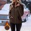 Brown unisex double-sided fleece zip-up hoodie for women