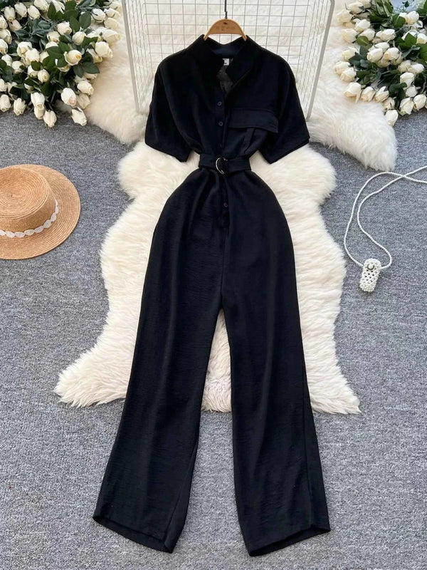 Button down wide leg jumpsuit — additional view 8