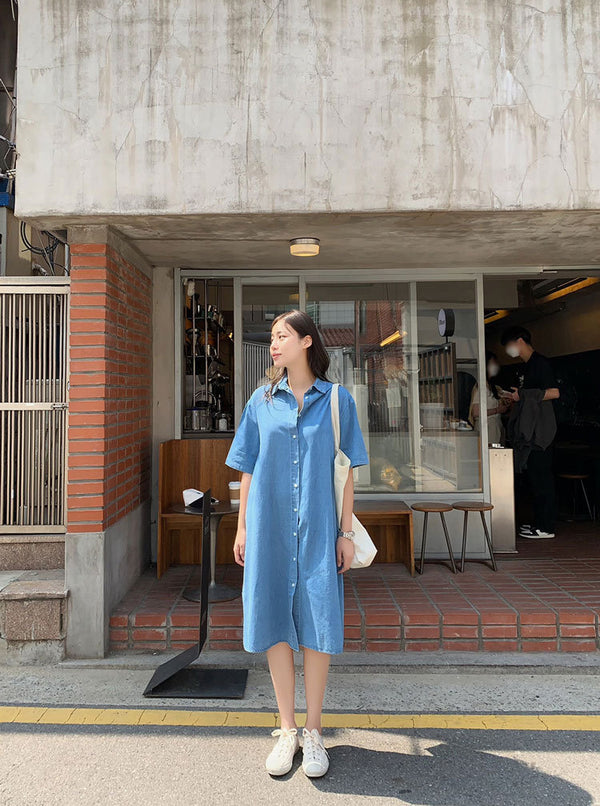 Product detail photo of Loose Retro Denim Dress, loose retro denim dress, everyday style