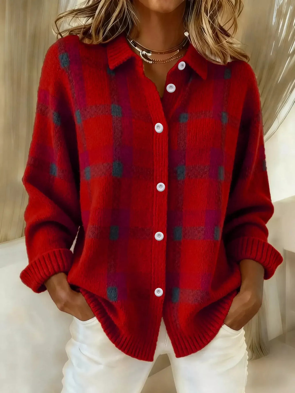 Plaid button-up cardigan — additional view 6